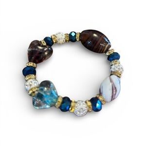 Blue and Gold Beaded Bracelet